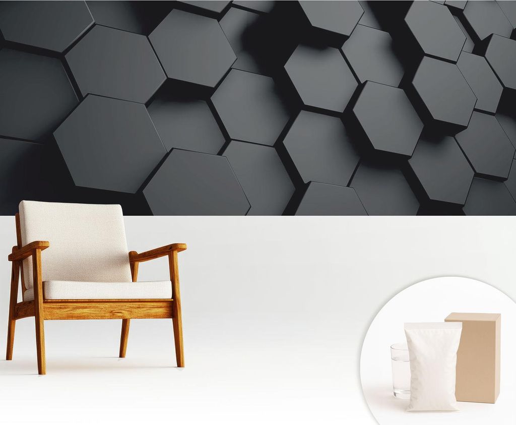 Fototapete - 250x104 cm - Tapete - Wandtapete - Wandbilder - Dekofolie - Tapete Folie - Wand - Dekoration - Wohnzimmer - 3D-Sechsecke