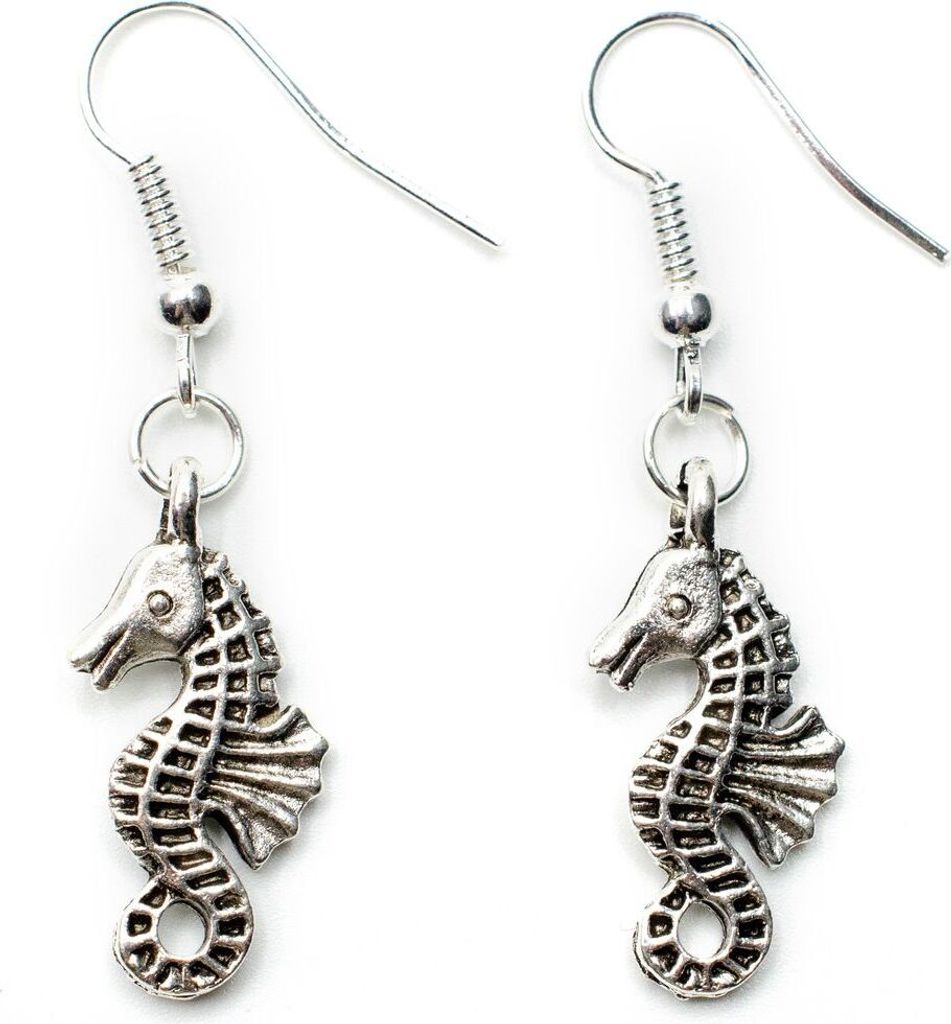 Seepferdchen Ohrringe Miniblings Hänger Seepferd Riff Meer Ozean Fisch silber