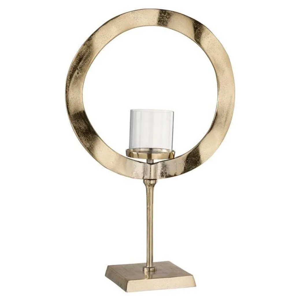 Grand Porte-bougie Design en Métal Or - Photophore Décoratif J-Line L
