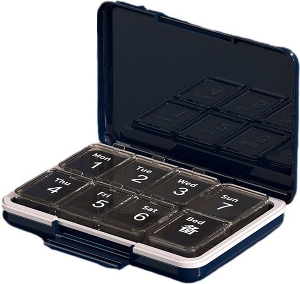 Pillendose, tragbare wöchentliche Pillenaufbewahrungsbox, auslaufsicher, versiegelt, transparent, Pillen-Organizer für Zuhause und unterwegs