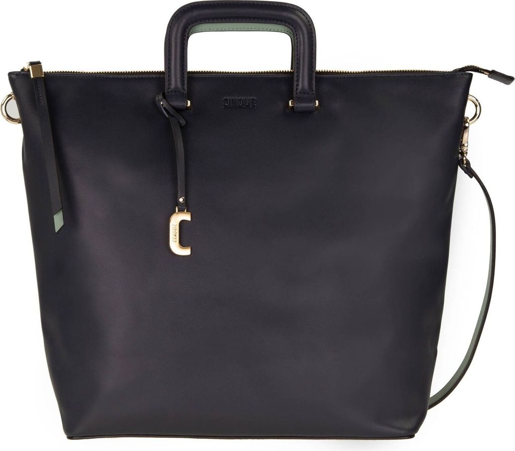 CINQUE Leder Handtasche Umhängetasche Sabrina Shopper Dark Blue blau