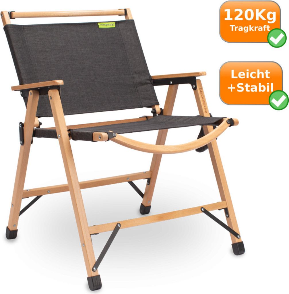 Campingstuhl Roco Low Rider mit Buchenholzgestell - Tragkraft 120 KG (S)