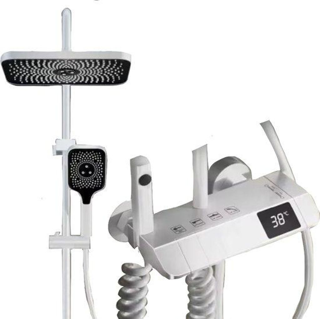 Thermostatische Regendusche Weiss 4 Funktionen Digital Produktbild 