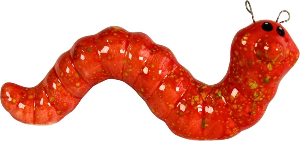 Gartenfigur Raupe aus Keramik | rot | Dekofigur Gartenkeramik Gartendeko