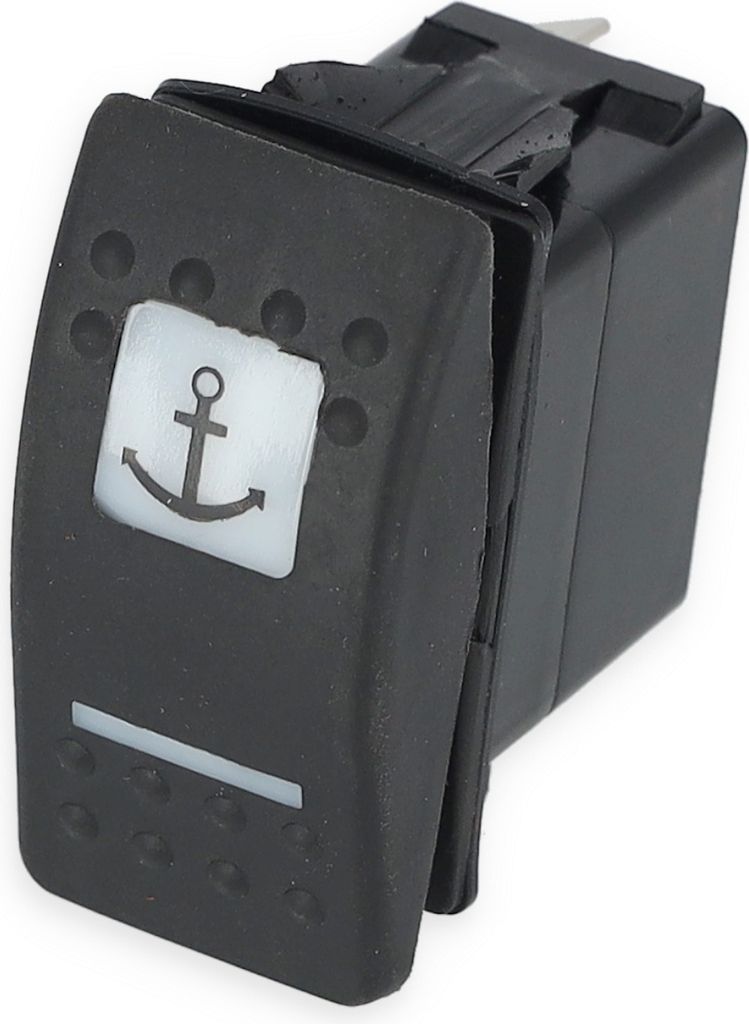 Kippschalter ON-OFF-ON, 12 V, mit verschiedenen Symbolen wählbar, ohne LED & Beleuchtung Symbol: Ankerwinde