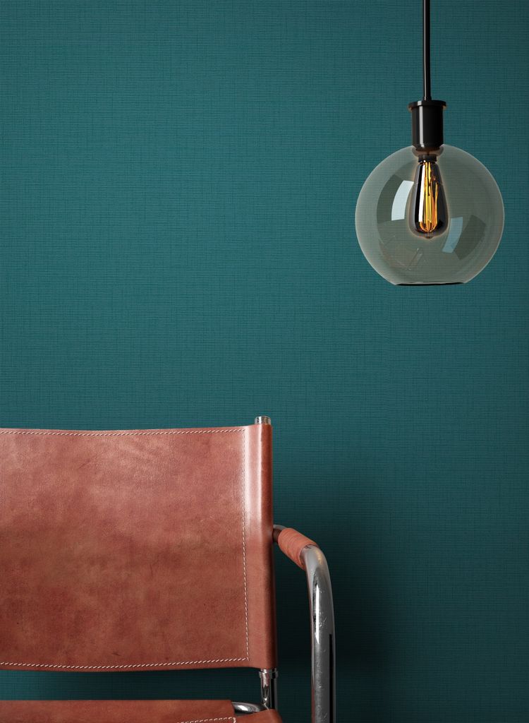 NEWROOM Tapete Blau Vliestapete Unifarbe - Unitapete Uni Petrol Textil Struktur Modern