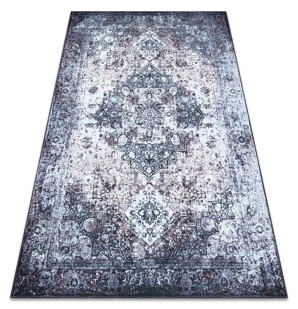 Tapis Déco Idéal Salon et Salle à Manger Antika Gris Lavable 160x220