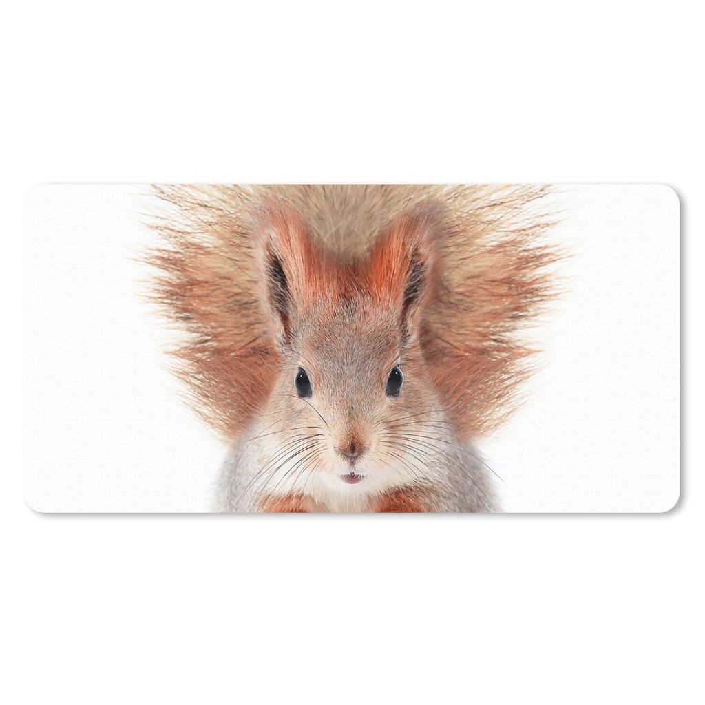MuchoWow Schreibtischunterlage Eichhörnchen - Tiere - Natur - Orange - Weiß 80x40 cm - XXL Mauspad - Gaming Mauspad