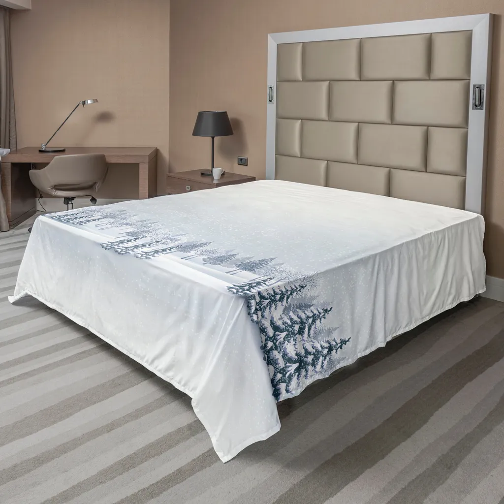 Drap de Lit Doux Anti-Froid 266x260 Motif Paysage Hivernal pour Lit XXL