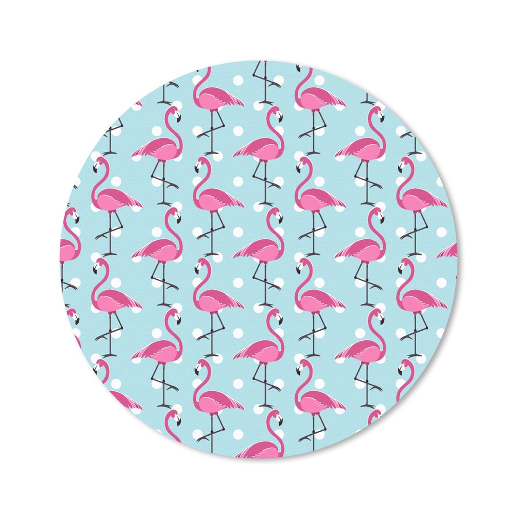 MuchoWow Mauspad Mousepad Flamingo - Polka dots - Tiere - Muster 20x20 cm - Mousepads - Maus Mat - Pad - Mausunterlage - Schreibtischmatte