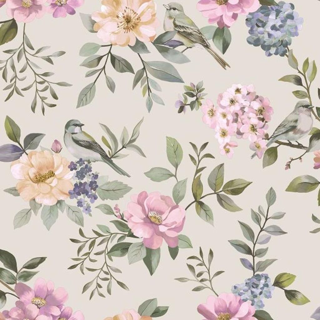Holden Décor - "Garden" Vogel Tapete AG3907 (10 cm x 0,53 m) (Beige/Bunt)