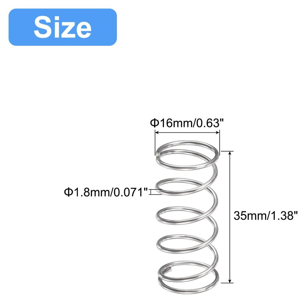 5Stk Druckfeder 304 Edelstahl Druckfedern Feder Federn Zugfeder Zugfedern Spiralfeder Spiralfedern Sprungfeder Stahlfeder 16mm AD 1.8mm Draht Gr??e...