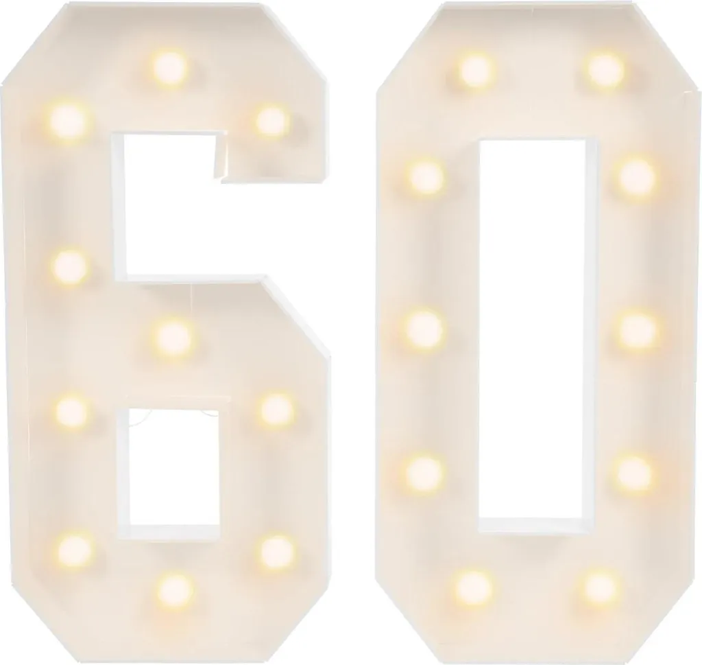 Décoration murale chiffre lumineux LED blanc vintage pour événement
