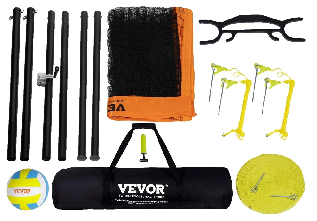 Système de filet de volley-ball réglable 175 pouces avec accessoires
