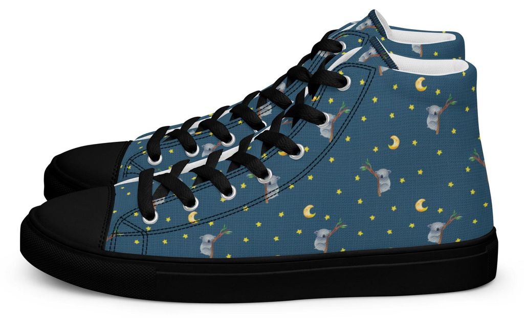 Mr. & Mrs. Panda Damen Sneaker Black Edition Koalabär Größe 40 1/2 - Blau - Geschenk, Traumland, Bär, Schwarz, Traum, schlafen, Schwarze Sneake...