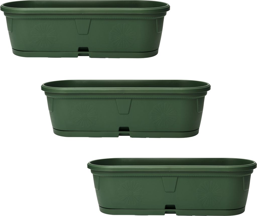 3x Blumenkasten länglich 50 cm grün Produktbild 