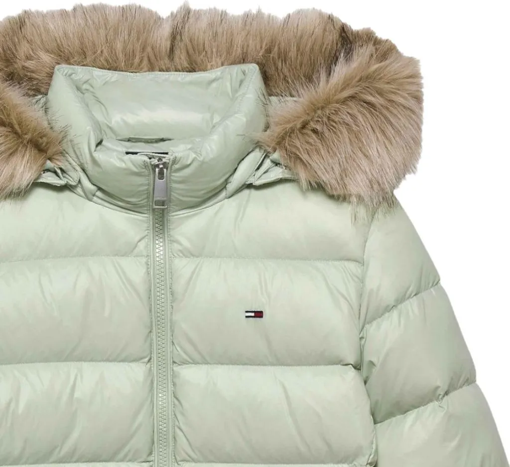 Tommy Jeans Basic Hooded Down Jacket Vert - Doudoune Femme Modèle Ja