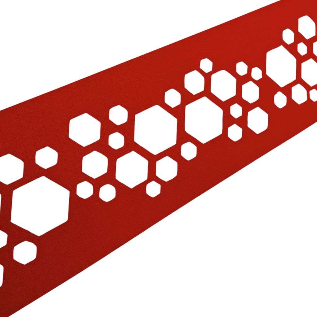 zaun|zu PREMIUM Nachbildung Hexagon: Sichtschutzstreifen mit Lasermuster für Doppelstabzaun Rot 2,55m