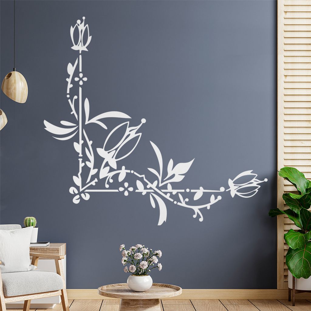 Blumenranke - Linien Wandtattoo in 6 Größen - Wandaufkleber Wall Sticker - Dekoration, Küche, Wohnzimmer, Schlafzimmer, Badezimmer