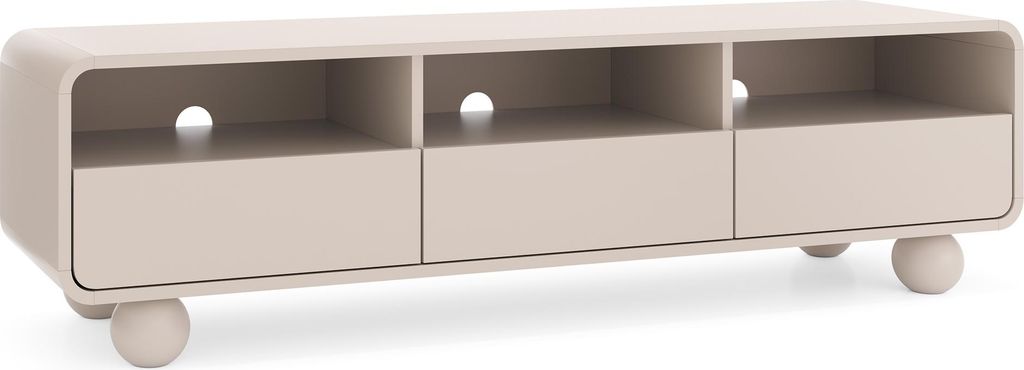 Kaschmir TV-Schrank mit Regalen und Türen – Modernes Design, kugelförmige Beine, 160 x 44 x 39 cm