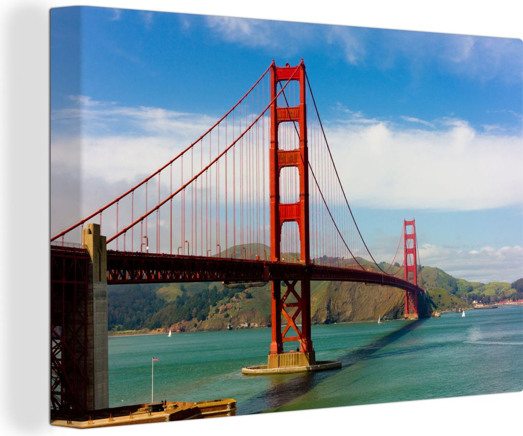 OneMillionCanvasses - Leinwandbilder - 140x90 cm, Blick auf die Golden Gate Bridge in Kalifornien, Wandbilder Kunstdruck Wanddekoration - Foto au...