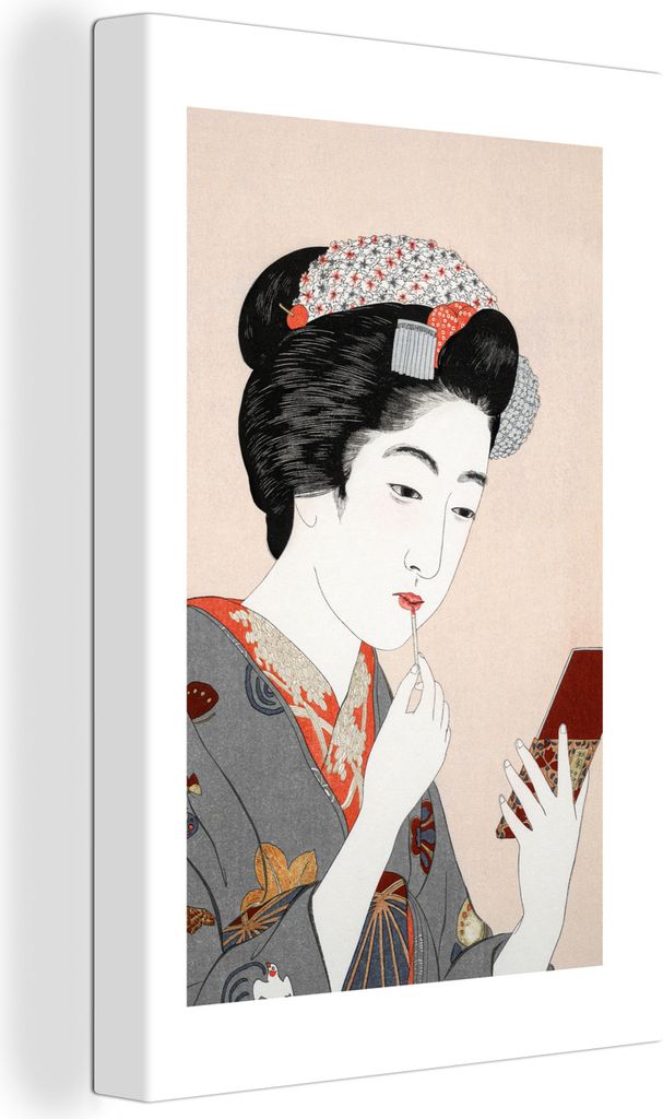 OneMillionCanvasses - Leinwandbilder - 90x140 cm, Frau - Kimono - Schminken - Japan - Vintage, Wandbilder Kunstdruck Wanddekoration - Foto auf Le...