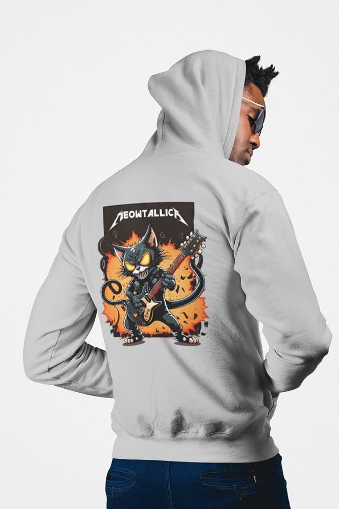 D&B Uni Hoodie ZIPZN00013 Meowtallica HellGrau-Größe 3XL