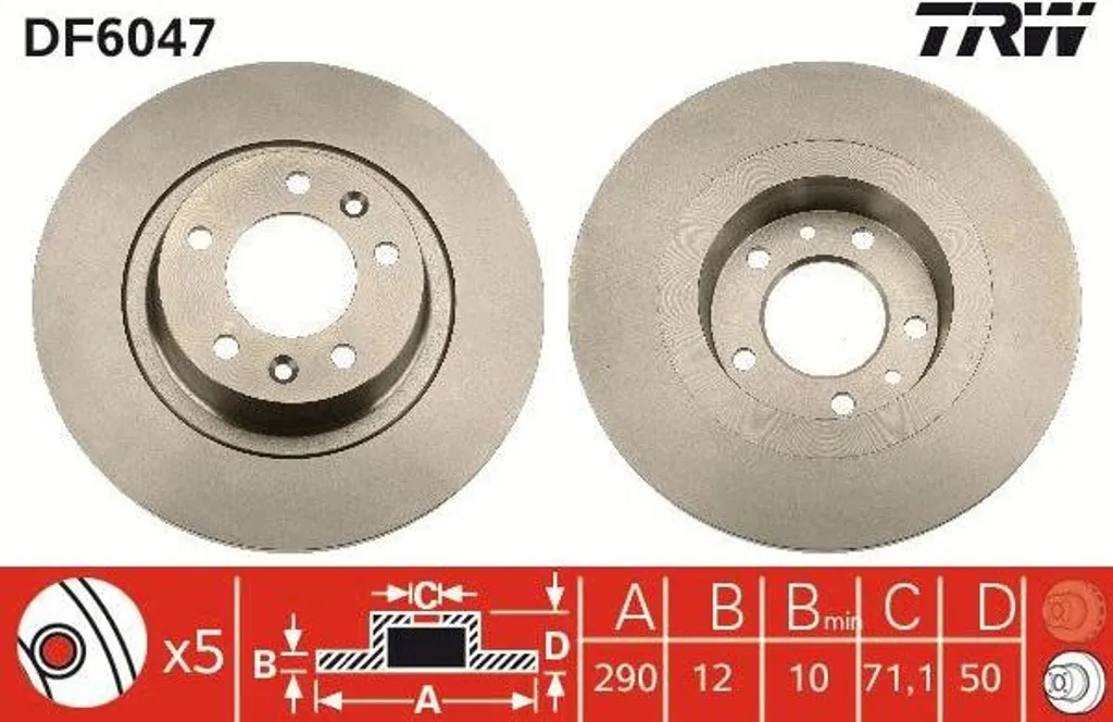 Disque de frein TRW DF6047 anti-vibration pour 407 remplace 424914