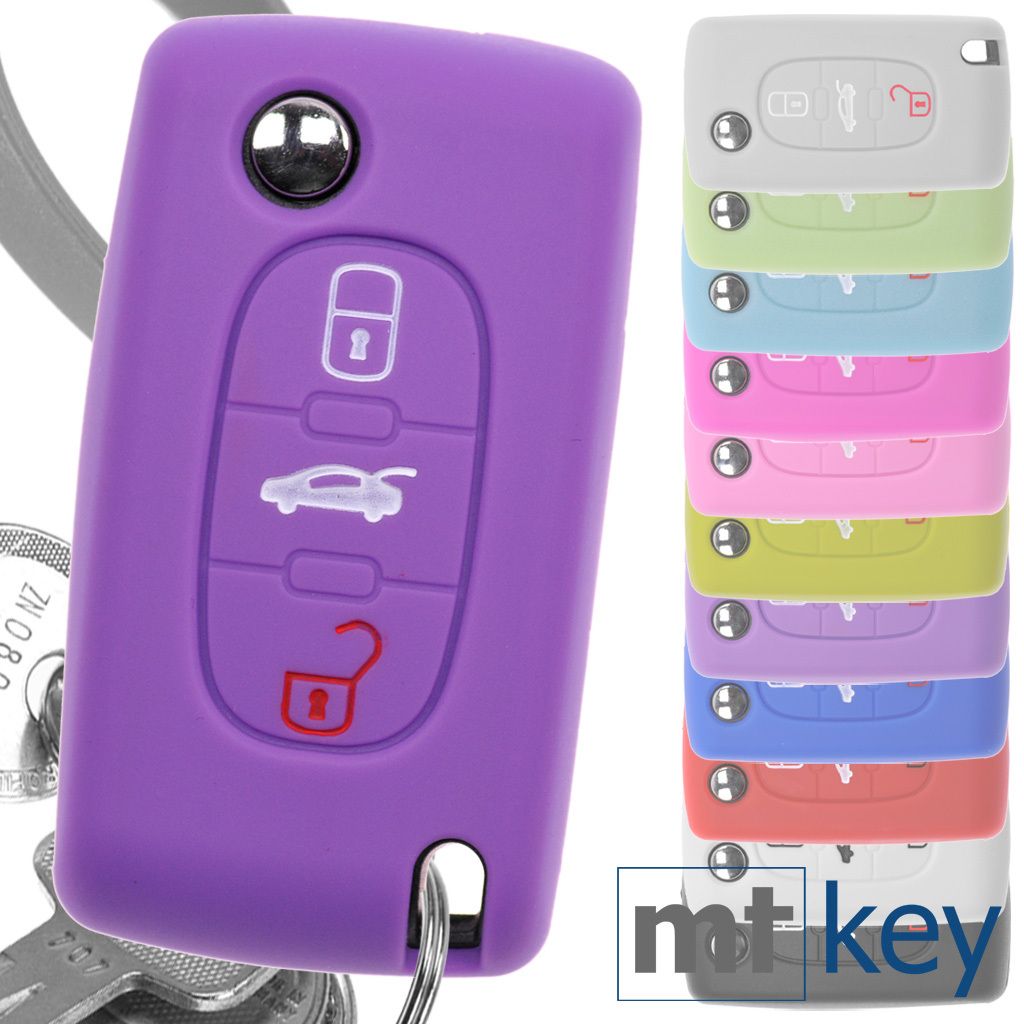 Auto Schlüssel Hülle Silikon Schutz Cover Lila kompatibel Produktbild 