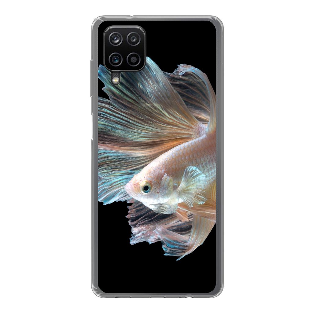 MuchoWow Handyhülle Schutzhülle Hülle für Samsung Galaxy A12 Fisch - Schwanz - Schwarz Silikon Softcase Handy Hülle - Bild