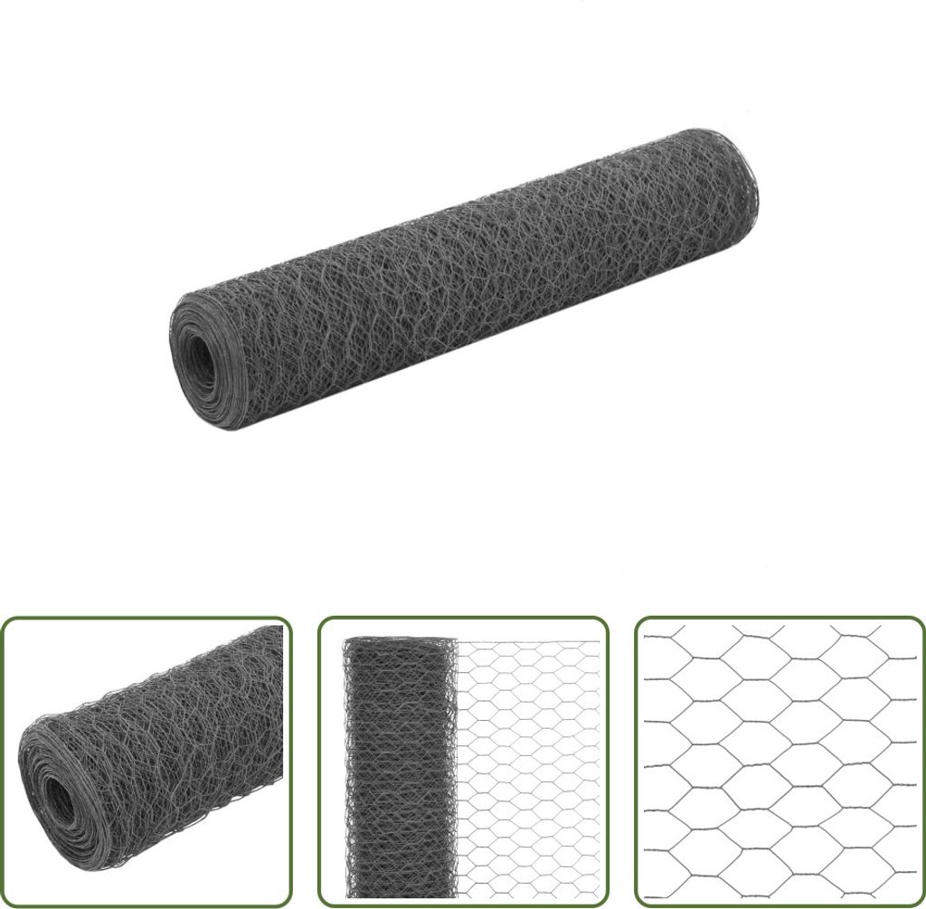 The Living Store Drahtzaun Stahl mit PVC-Beschichtung 25x0,75 m Grau