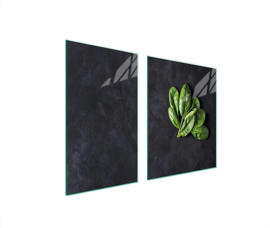 2 Piastre Copri Fornelli 100x52 Vetro Ardesia Basilico | Tagliere Universale