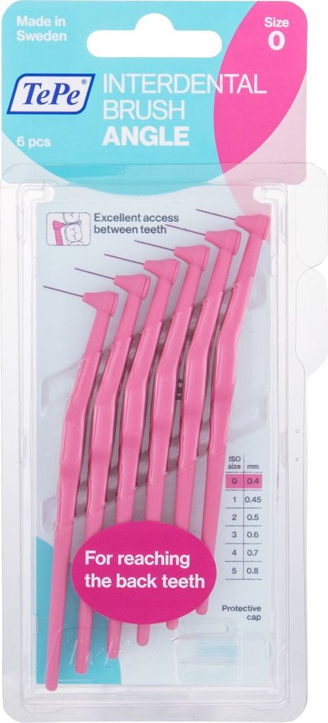 A package of TePe Interdental Brush Angle pink.