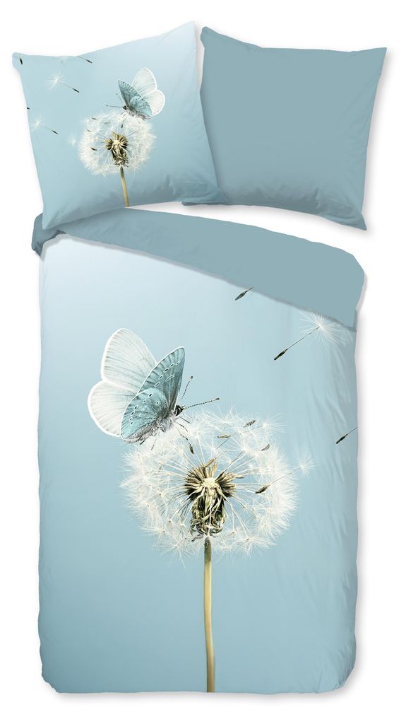 Good Morning Wendebettwäsche Papillon" blau 1x 135x200 cm + Produktbild 