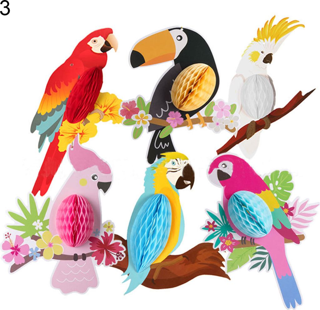 1 Set Anhänger mit tropischen Vögeln, hübsche, dekorative bunte tropische Vögel, Papageien, hawaiianische Themenparty-Ornamente für zu Hause-3