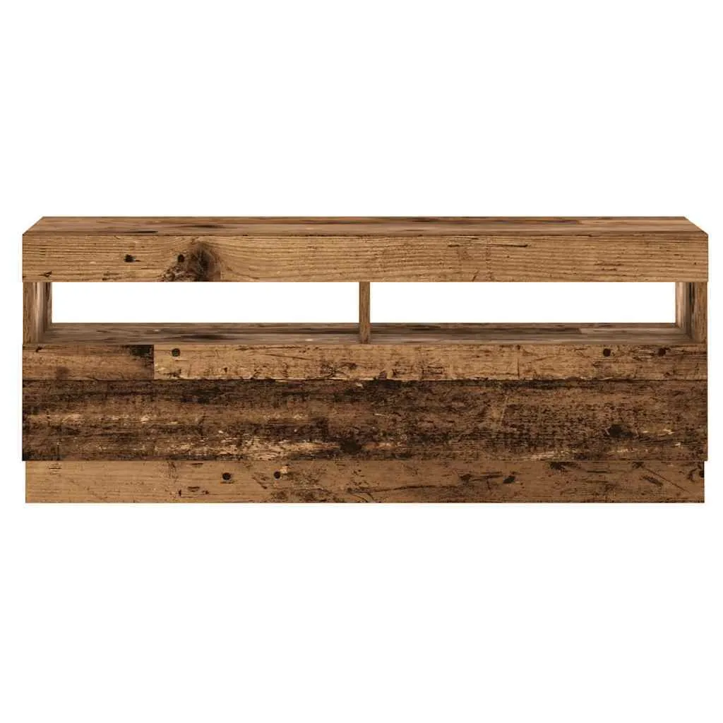 Mobile TV LED 100x35x40 cm in Legno di Recupero Massello | Design Unico - 6