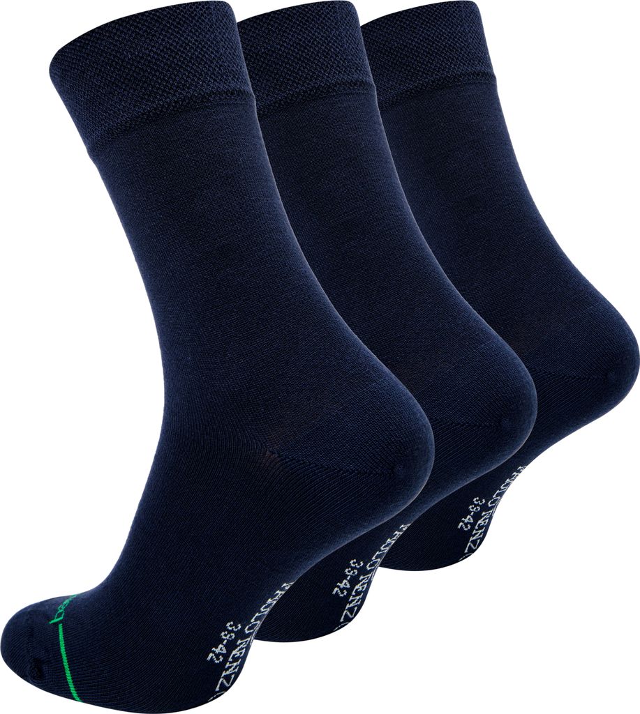 Paolo Renzo Bambus Business Socken Damen & Herren 3 Paar 35/38 Marineblau