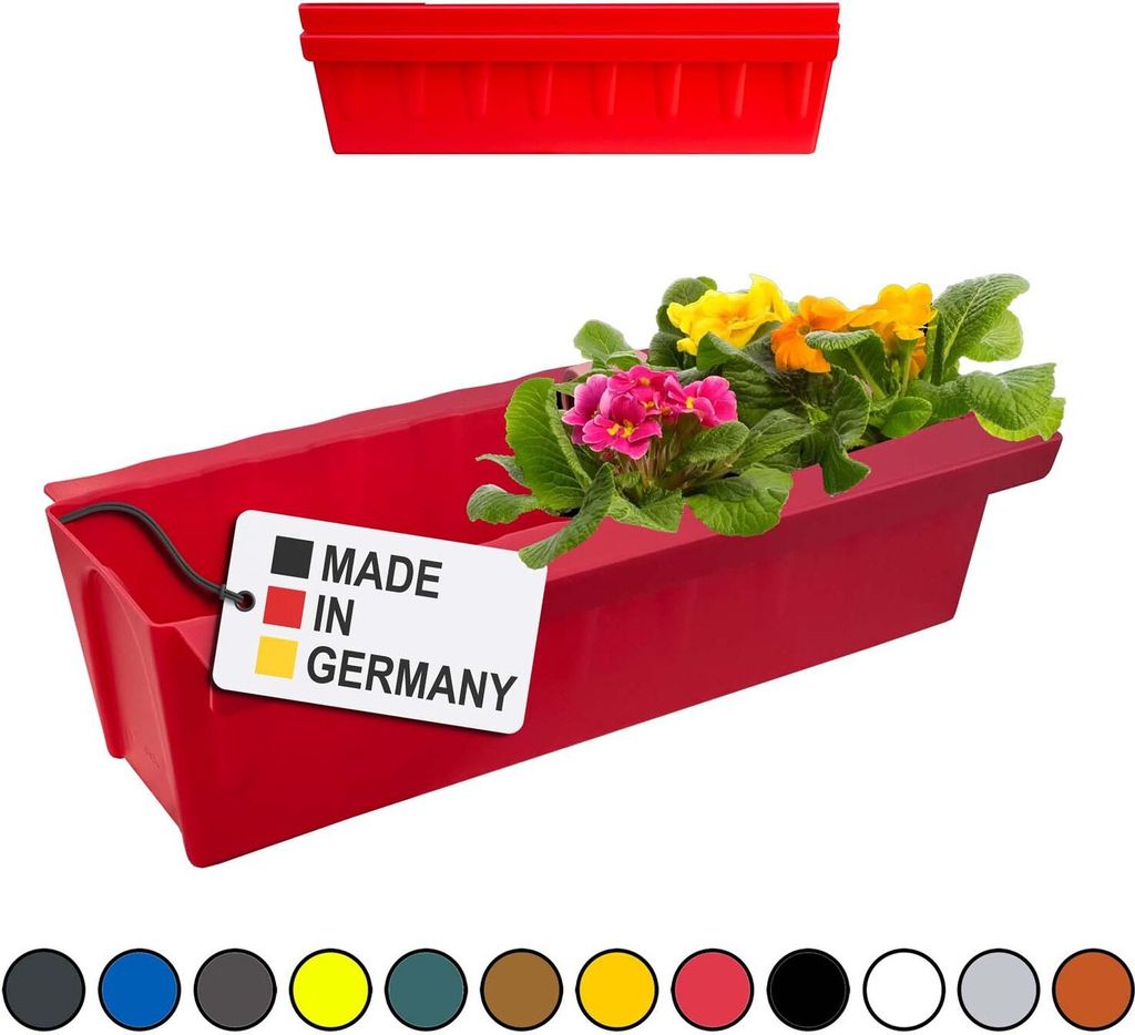 Hossi's Wholesale 2 Euro-Paletten Blumenkästen-Einsätze | mit Hängesystem zum Einhängen | 37,3cm Rot | Pflanzkasten für Europalette Palette | ...