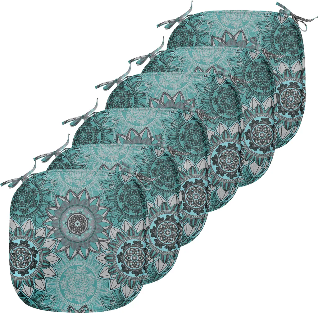 Coussin Décoratif Mandala Imperméable - Set de 6 Galettes de Siège 40 x 40