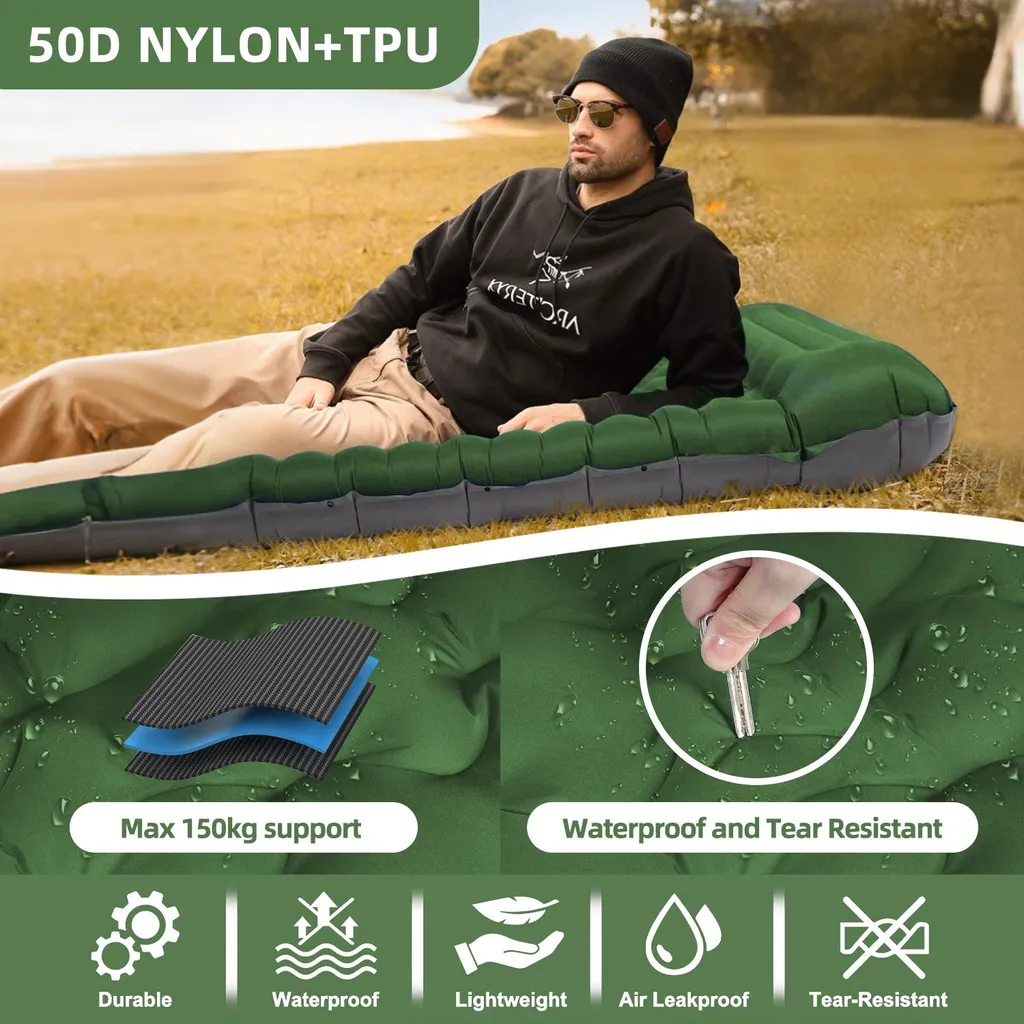 Matelas isolant de sol pour camping et trek - Format compact 12 cm Vert - 3