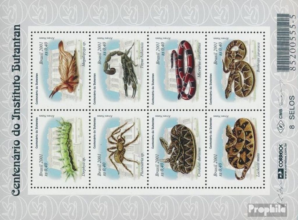 Briefmarken Brasilien 2001 Mi 3132-3139 Kleinbogen (kompl.Ausg.) postfrisch Serumforschung