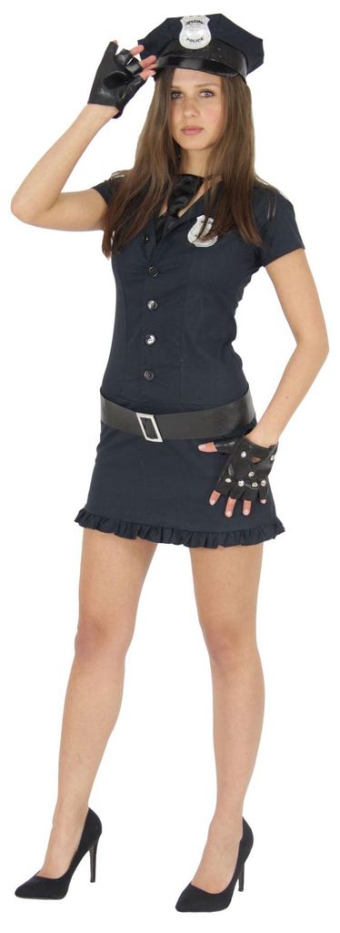 Polizistin-Kostüm in Blau-Schwarz, Damen Gr. XS-L, Größe:M Produktbild 