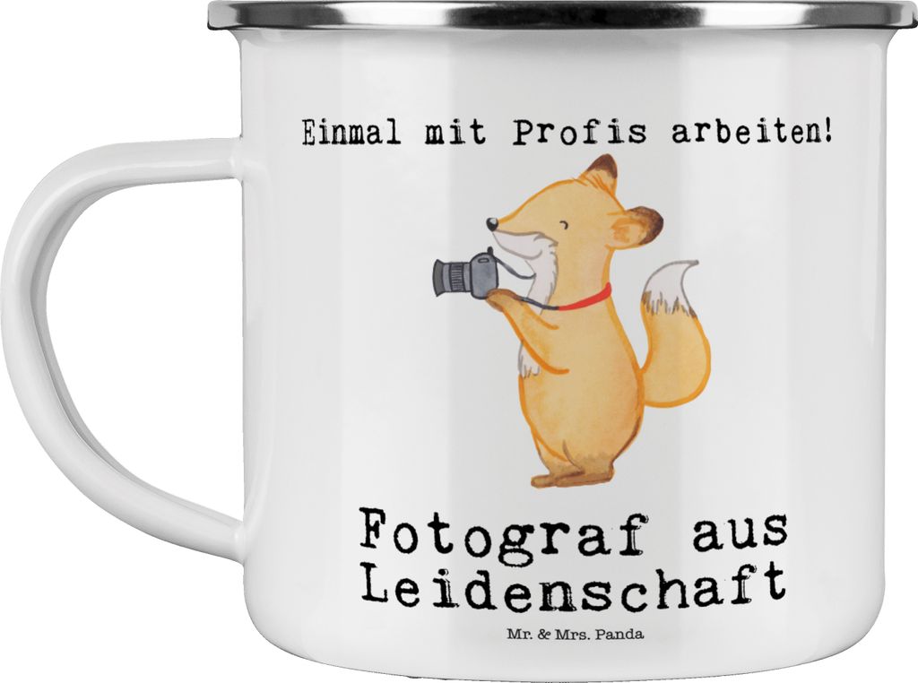 Mr. & Mrs. Panda Teetasse Fotograf Leidenschaft - Weiß - Geschenk, Emaille Tasse, Pott, Haferl, Beruf, becher, Hochzeitsfotograf, Fotografie, Camp...