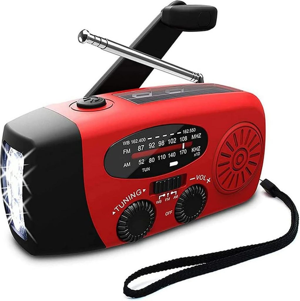 Solar Radio, AM/FM/NOAA Kurbelradio mit 2000 mAh Akku USB Wiederaufladbare Dynamo Radio Wasserdicht, Handkurbel Stromerzeugung Outdoor-Radio Tasche...