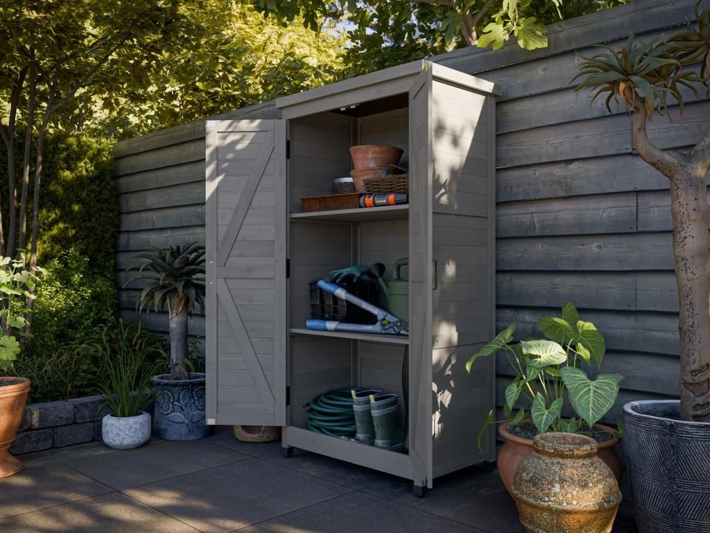 Outgarden Weiß 120 x 80 x 40 cm Gartengeräteschrank, Produktbild 