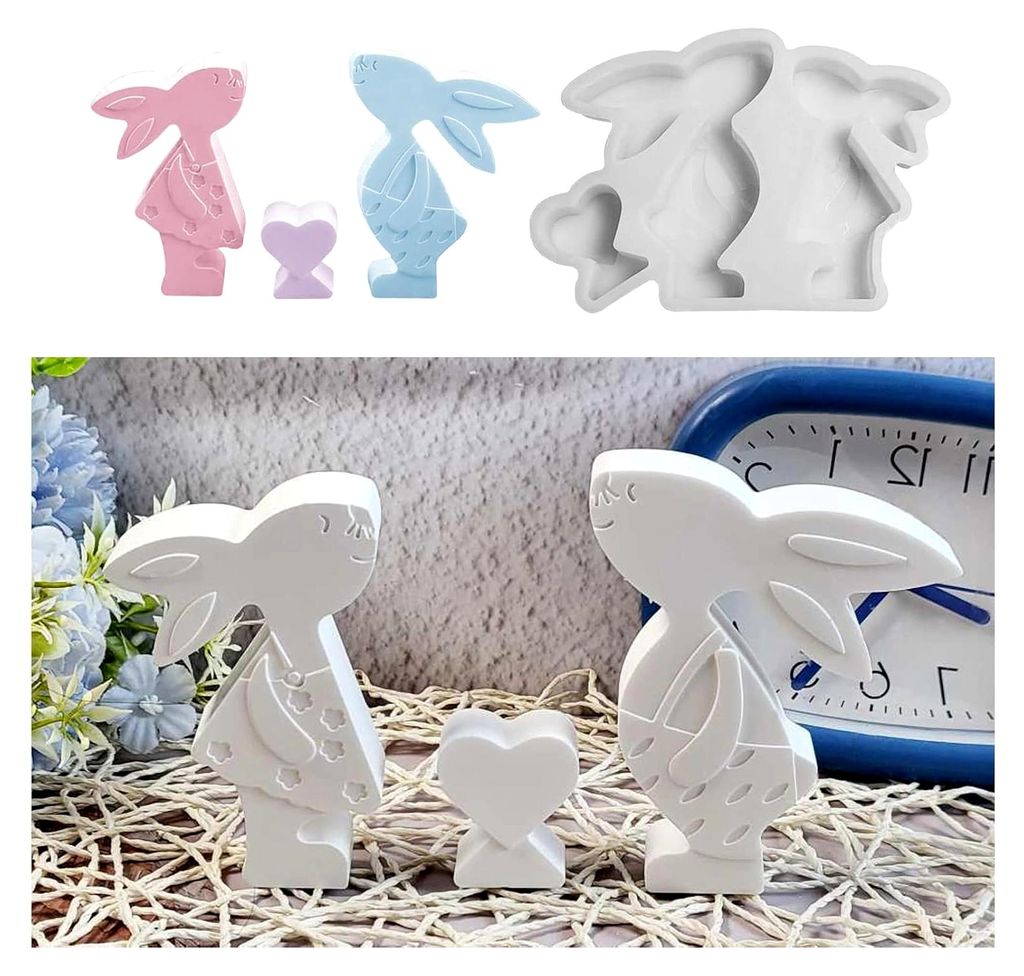 Silikonformen Gießformen Ostern, 3 Stück Silikonform Hase für Gips