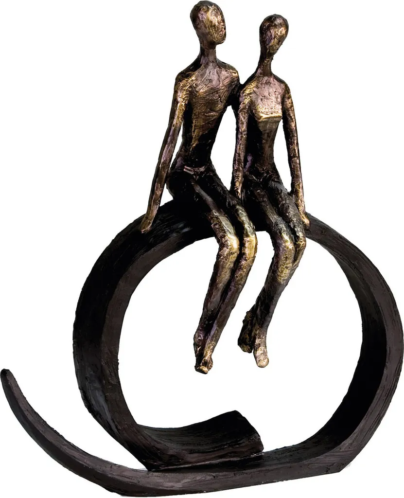 Statue Décorative Couple Close en Bronze et Noir Gilde Design 35cm