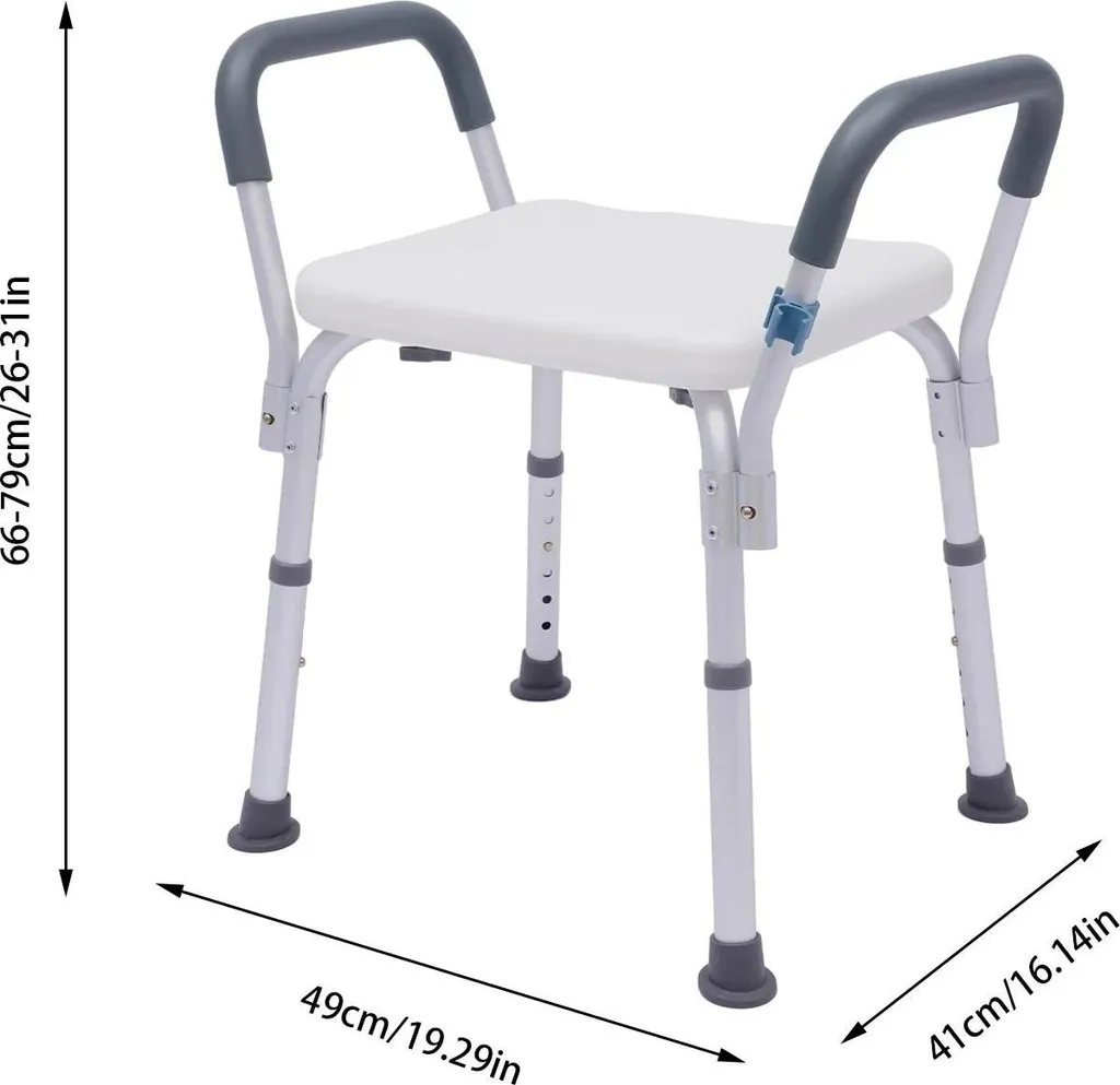 Chaise de douche stable structure métallique fixe non pivotante 45cm