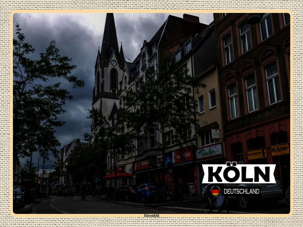 vianmo Holzschild 30x40 cm Köln Erhrenfeld Stadt Straße Bildmotiv Reisemotiv Abenteuer Reisen