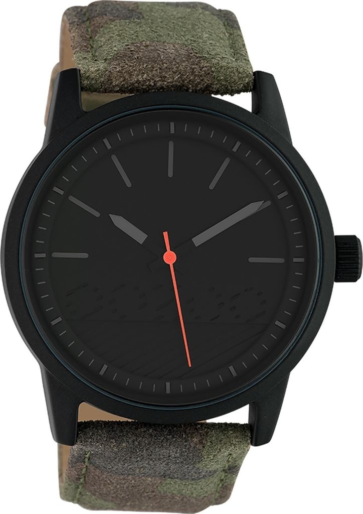 Oozoo Armbanduhr grün camouflage Leder Timepieces Damen Analog-Quarzuhr UOC10307